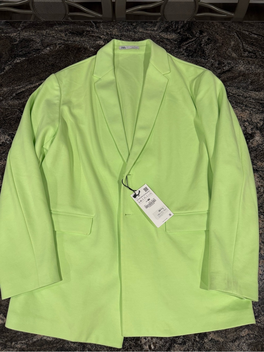 Zara Men's Neon Green Single-Breasted Blazer